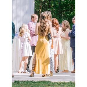 SATIN CORSET SLIP MAXI DRESS XS MESHKI MARIGOLD YELLOW